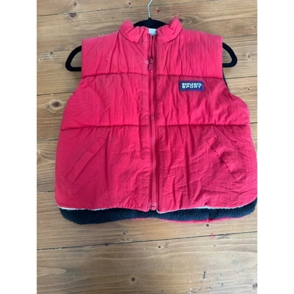 Bugle Boy Sport‎  Red Puffer Vest Fleece Lined Vintage Style Large L